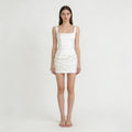 Women's Satin Ruched Mini Dress Square Neck Corset Bodycon Party Dress