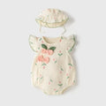 Summer Infant Bodysuit 0-24M Baby Sweet Tulip Jumpsuit Hat Toddler Loose Girls Floral Outwear