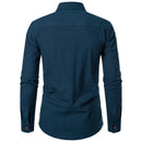 Vintage Medieval Linen Shirt For Men Simple Solid Button Down Shirt Male Retro Pleated Classic