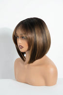 Lace Front Wigs For Women 10 Inch Straight Short Bob Wig With Bangs Ombre Brown Daily Use Wig