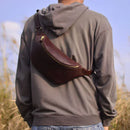 Retro trend chest bag men shoulder bag leather crossbody backpack casual