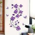 Purple Flowers Butterfly Bedroom Porch Bedside Home Wall Decoration Wall Stickers Self-adhesive Room Decoration