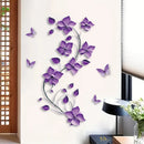 Purple Flowers Butterfly Bedroom Porch Bedside Home Wall Decoration Wall Stickers Self-adhesive Room Decoration