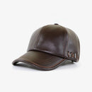 Winter Leather Baseball Hat – Warm Zipper Cap for Men & Women, Black & Bone