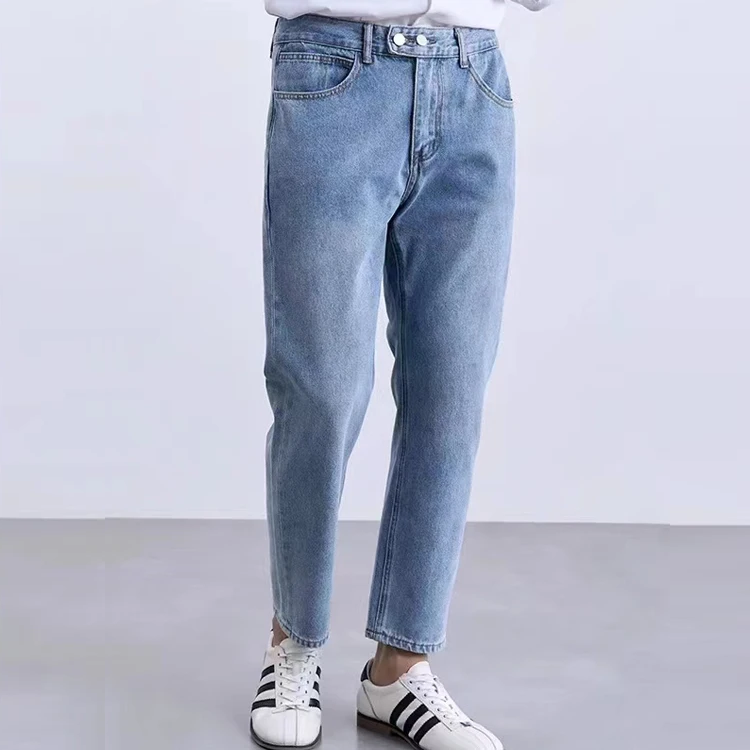 Men Trouser Double Pleated Jeans Straight Leg Pant Naples Men's Trousers