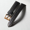 Handmade Head Layer Leather Strap 19 20 21 22MM Brown Black Leather Strap Bronze Watch Buckle