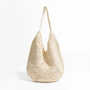 Handwoven Crochet Beach Bag for Woman Lightweight Knitted White Tote Handbag Summer