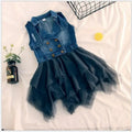 Denim dress with a tutu skirt on a white surface, Obroi