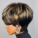 Short Layered Straight Pixie Cut Finger Waves Wigs Human Hair Natural Realistic Tangle For Women