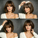 Women'S Straight Short Textured Pixie Cut Wig with Bangs Natural Straight Bob Wig  Human Hair Bob Wig