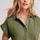 Elegant Dresses For Women Vintage Turn Down Collar Short Sleeve Button Up Streetwear Dresses Robe