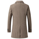 Men Wool Overcoat New Vintage Tweed Long Jackets Business Formal Male Suit Blazer