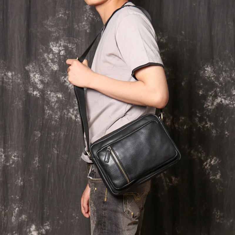 Men's Shoulder Bag Women's Large Capacity Crossbody Bag Genuine Leather Men's Bag Leather iPad Bag