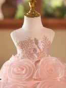Gorgeous and elegant girl birthday party dress baby one year old party evening dress big flowers girl children's clothing
