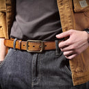 Genuine Leather Men Belt Brass Buckle Casual Pin Buckle Belt With Gift Box Thickened Italian