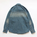 Autumn American Retro Denim Cargo Shirt Men's Pure Casual Loose Blouses Thin Jacket