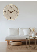 Extremely simple Nordic wall clock creative solid wood fabric base clock