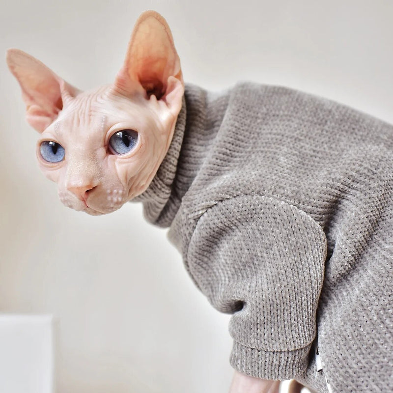 Elegant  Warm Cat Sweater Kitty Hairless Bald Cat Clothes for Cat Comfort Winter Dress for at Clothes