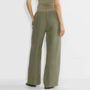 Linen Women's Chic Straight Pants Summer Flowing Casual Loose Wide-Leg Pants Woman Trousers