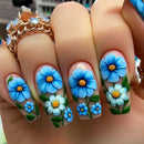 24Pcs Mid-length Square Head Nails Relief Rosy Lace with Design Press on False Nails Art Wearable Full Cover Nails Tips