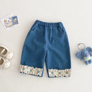Spring Girls Denim Jeans Lace Trim Casual Pants for Babies & Toddlers