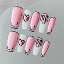 Set of pink and white nail designs on a clear background, Obroi