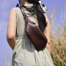 Retro waist pack small chest leather waist pack casual small waist pack outdoor small bag crossbody