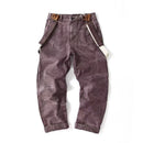 Cotton Washed Canvas Overalls - Durable Loose Straight Men's Lumberjack Casual Pants