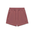 Maroon shorts with a small logo on a white background, Obroi