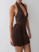 Dresses for Women Halter Sleeveless Slimming Mini Solid Backless Dress Female