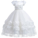 Girl's embroidered flower poncho dress banquet dress Children's pearl embroidered princess dress