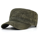 Four Seasons Canvas Cotton Military Caps Men Unique Design Flat Top Hat