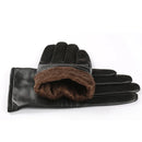 Winter Real Leather Gloves Men Black Genuine Touch Screen Glove Fleece Lined Warm Soft