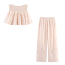 Women Hollow Out Embroidery Balloon Hem Strapless Tops Summer Holiday Party Chic Crop Top