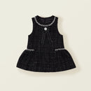 Girls coarse tweed small fragrant dress spring children's light luxury stamping dress
