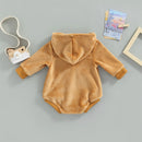 Baby Girls Winter Fleece Romper Toddler Newborn Baby Girls Rainbow Print Hooded Rompers Jumpsuits Casual Clothes Outfits