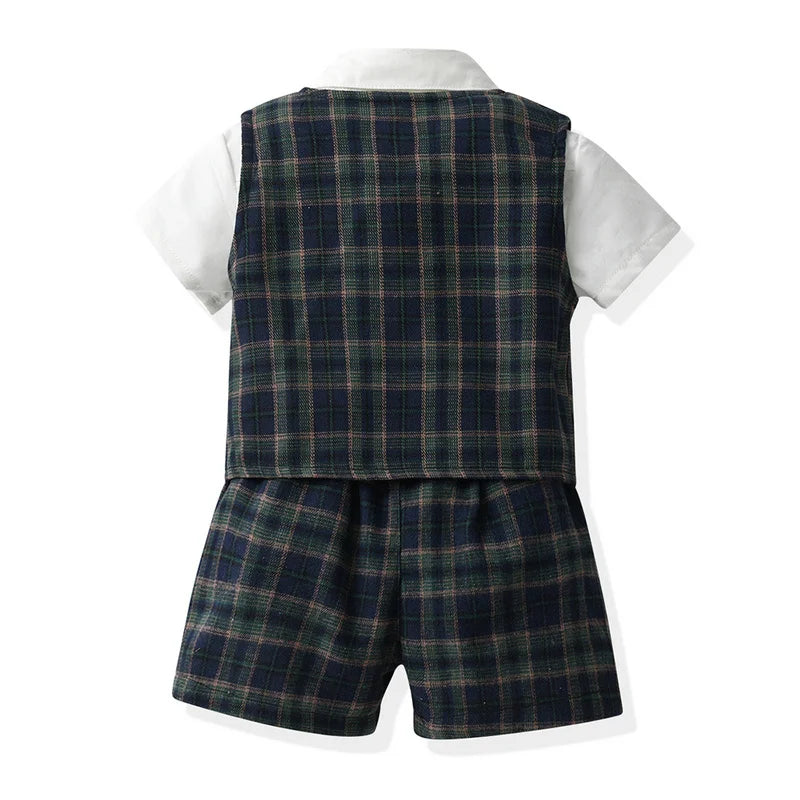 Baby Boys Casual Clothes Sets Infant Boy Short Sleeve Bowtie Gentleman Clothing Set