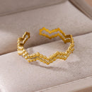 Stainless Steel Rings For Women Double Waves Ring  Party Finger Jewelry Gift