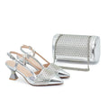 Shoes and Bag Match for Women Luxury Elegant Pointed Toe Rhinestone Bag Set for Women Italy