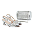 Shoes and Bag Match for Women Luxury Elegant Pointed Toe Rhinestone Bag Set for Women Italy