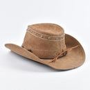 Leather Western Cowboy Hat Bull Shaped Decor Panama Hats For Men Travel Knight Country Hat
