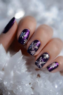 24Pcs Glossy Purple Nails White Snowflake Square Press On Nails Women Christmas Party False Nails DIY Manicure
