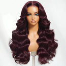 Purple wig on a mannequin head against a white background, Obroi