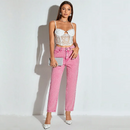 Women High Waisted Jeans Streetwear Straight Denim Trousers Woman Casual Ankle-Length Pants