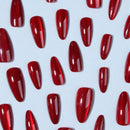 24PCS Medium Almond Nails Red Sparkling Nails Handmade Full Coverage Acrylic Women'S Nail Art