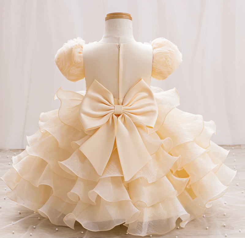 Flower girl dress baby sequin bow princess wedding bridesmaid 2-8 years old birthday party fluffy cake dress