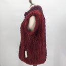 Fur vest with wool front and black warm