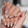 Almond Press on Nails 2Sets 32pcs Nails Black French Tip Nails Reusable Short Nails Cat-eye Nail Art