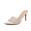 Diamond high heeled slippers for women with thin heels toes soles high heels sandals