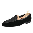 Classic Matte Leather Patchwork Black Suede Slip-On Belgian Loafers Handmade Men's Shoes